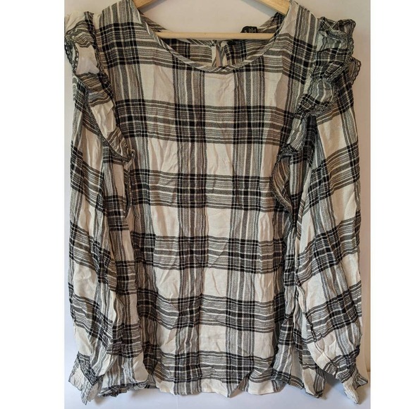 Jessica Simpson Plaid blouse with lace 3XL NWT - Picture 1 of 10